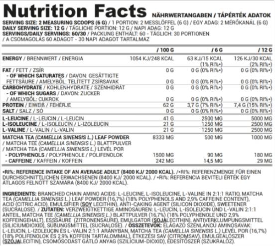 BCAA Matcha | BCAA 2:1:1 with Matcha Tea - 360 грама  Nutriversum - Nutra Best Bulgaria