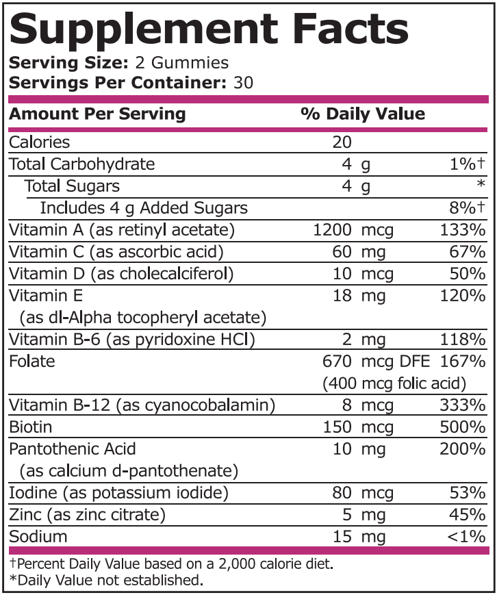 WOMEN'S MULTI STRAWBERRY, ORANGE & CHERRY - 60 gummies  Pure Nutrition - Nutra Best Bulgaria
