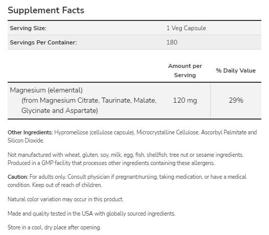 Magnesium Transporters | 5 forms Magnesium Matrix - 180 капсули  NOW Foods - Nutra Best Bulgaria