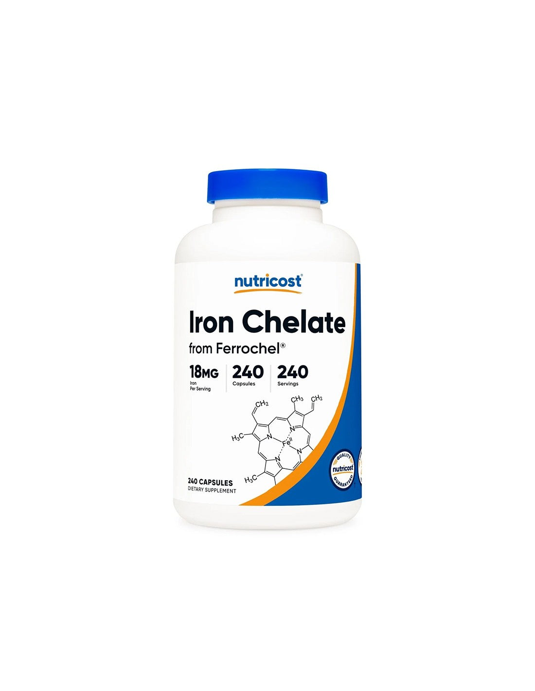 Анемия - Желязо (бисглицинат хелат) Ferrochel® 18 mg, 240 капсули  Nutricost - Nutra Best Bulgaria