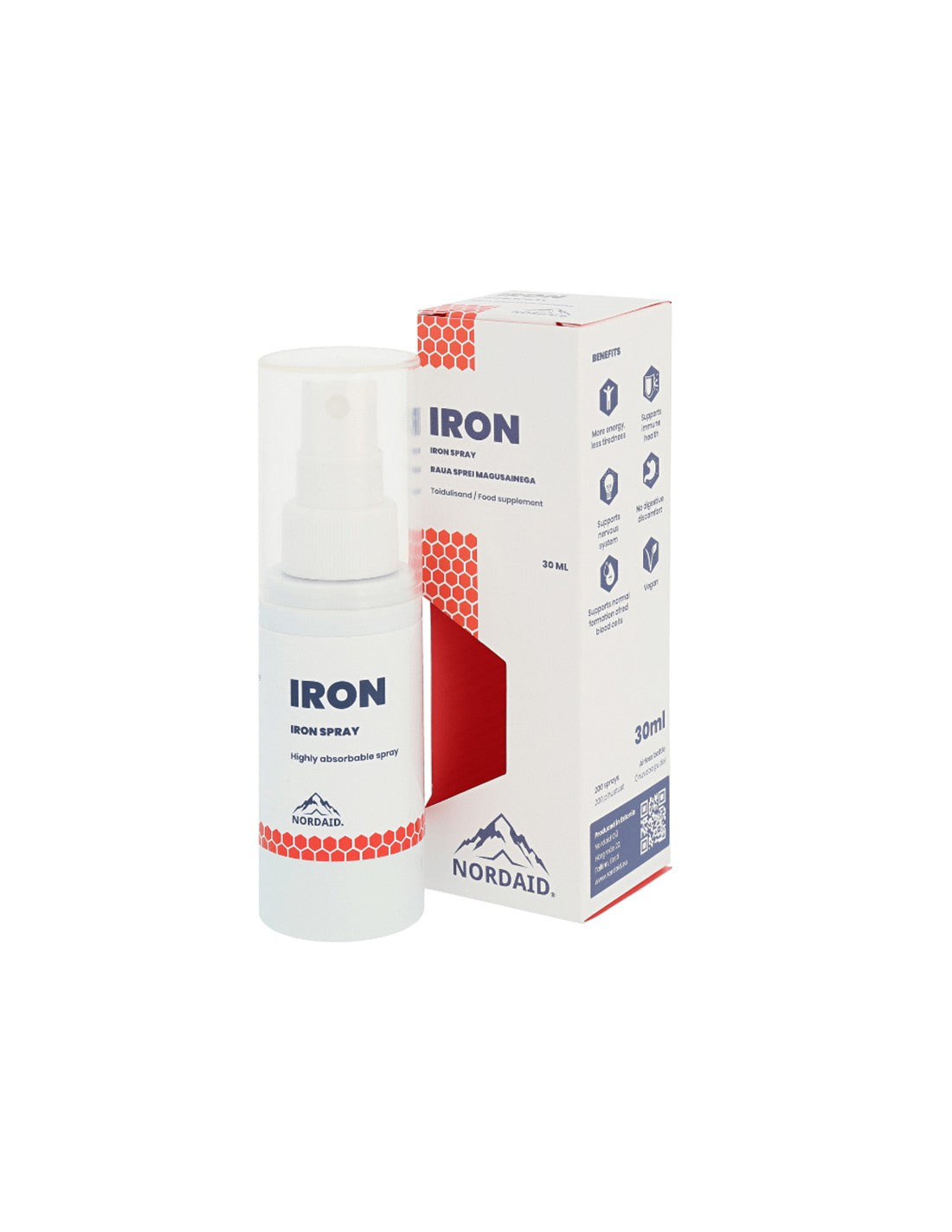 Анемия - Желязо Спрей за уста с вкус на ябълка, 30 ml / 200 впръсквания Nordaid  Nordaid - Nutra Best Bulgaria