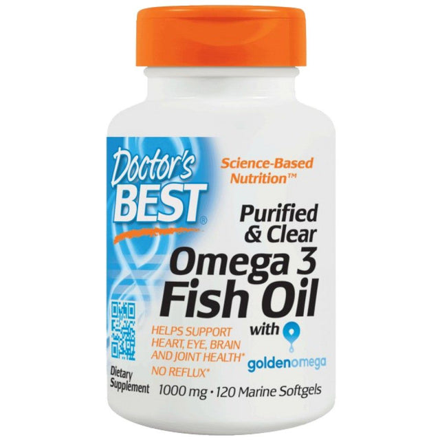 BEST Omega 3 Fish Oil 1000 mg / Purified & Clear - 120 Гел капсули  Doctor’s Best - Nutra Best Bulgaria