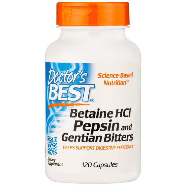 BEST Betaine HCL 650 mg / with Pepsin & Gentian Bitters - 120 капсули  Doctor’s Best - Nutra Best Bulgaria