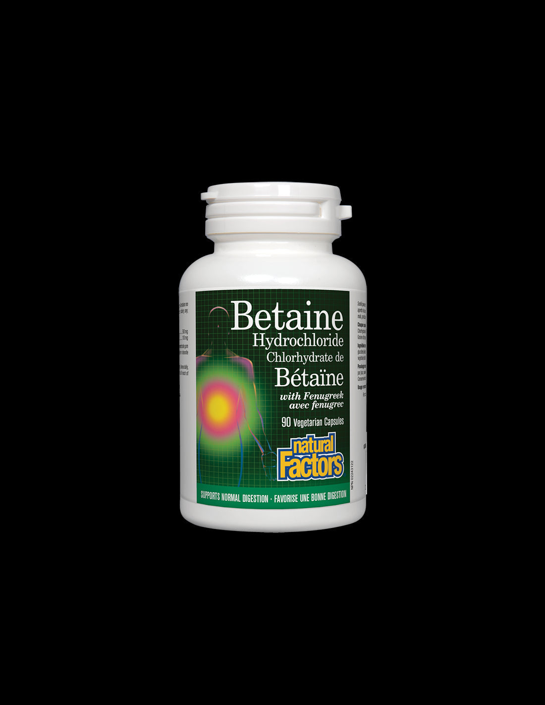 Betaine Hydrochloride with Fenugreek 500 mg - 90 капсули  Natural Factors - Nutra Best Bulgaria