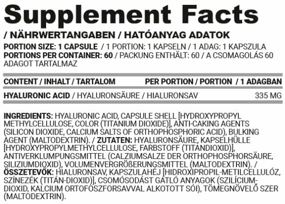 Hyaluron Caps | Hyaluronic Acid 335 mg - 60 капсули  Nutriversum - Nutra Best Bulgaria