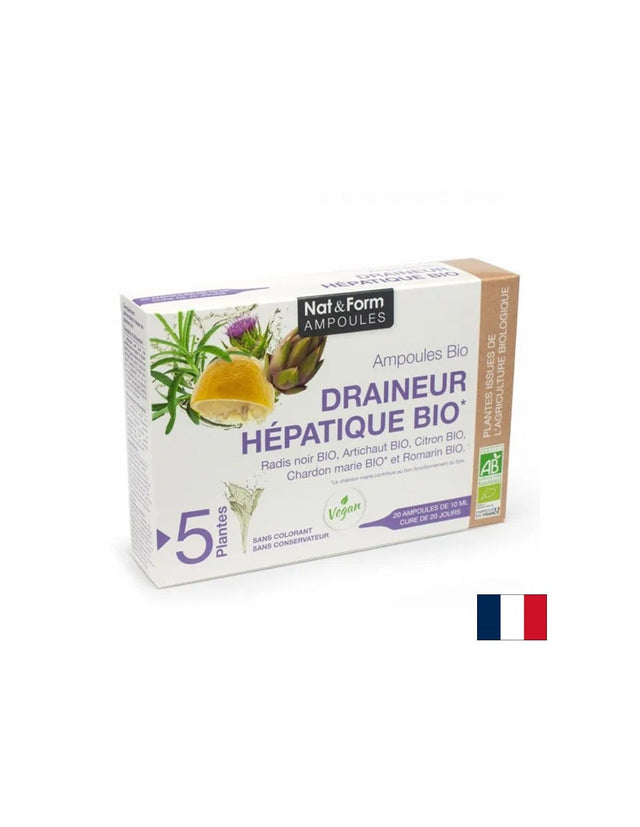 Черен дроб и жлъчка - Ampoile Draineur Hepatique, 20 ампули за пиене  Nat&Form - Nutra Best Bulgaria