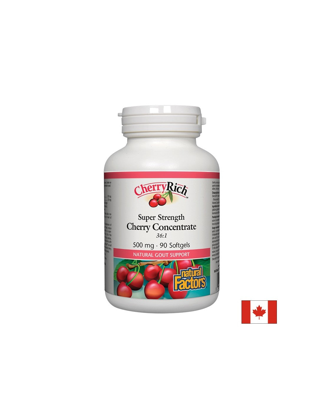 При подагра - Череша супер концентрат - CherryRich™ 500 mg, 90 софтгел капсули Natural Factors  Natural Factors - Nutra Best Bulgaria