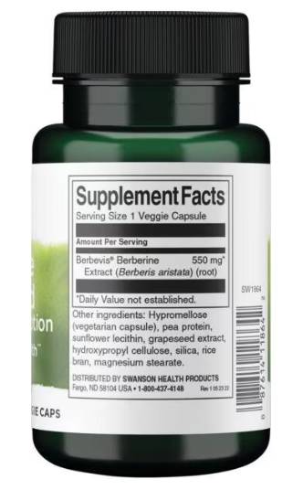 Berberine Advanced | Berbevis® Extract 550 mg 30 капсули  Swanson - Nutra Best Bulgaria