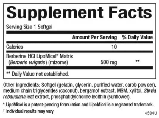 Berberine LipoMicel Matrix 500 mg - 60 Гел капсули  Natural Factors - Nutra Best Bulgaria