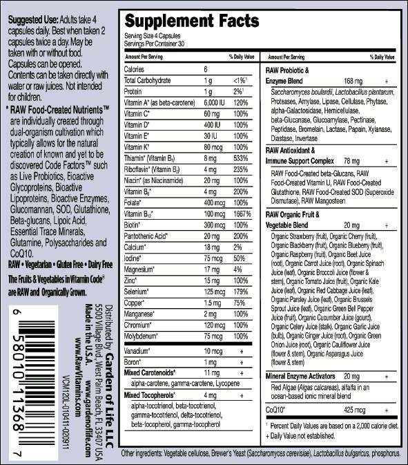 Vitamin Code / Men's Formula - 240 капсули  Garden Of Life - Nutra Best Bulgaria