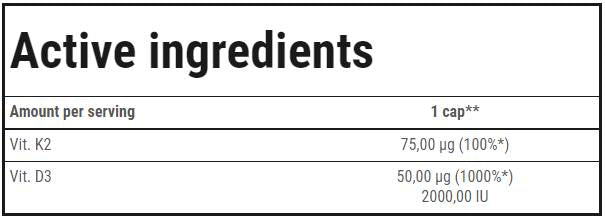 Vit. D3 + K2 (MK-7) | Vitamin D and Vitamin K2 Formula 60 капсули  Trec Nutrition - Nutra Best Bulgaria