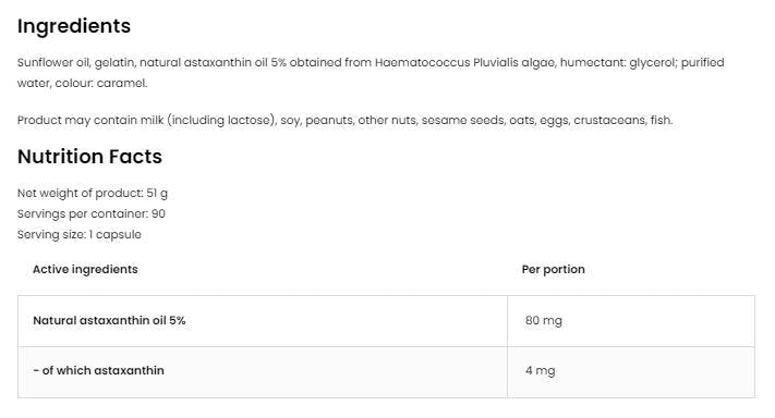 Astaxanthin Forte 4 mg 90 Гел капсули  OstroVit - Nutra Best Bulgaria