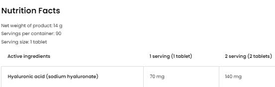 Hyaluronic Acid 70 mg 90 Таблетки  OstroVit - Nutra Best Bulgaria