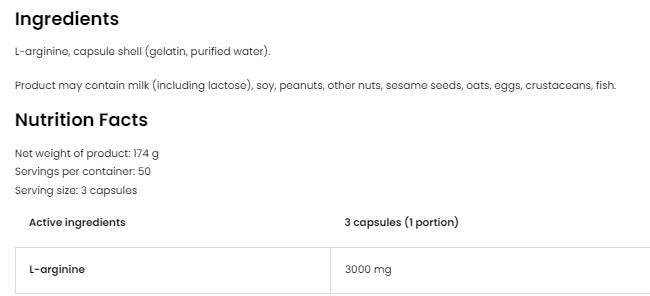 Arginine 3000 / L-Arginine Caps - 150 капсули  OstroVit - Nutra Best Bulgaria