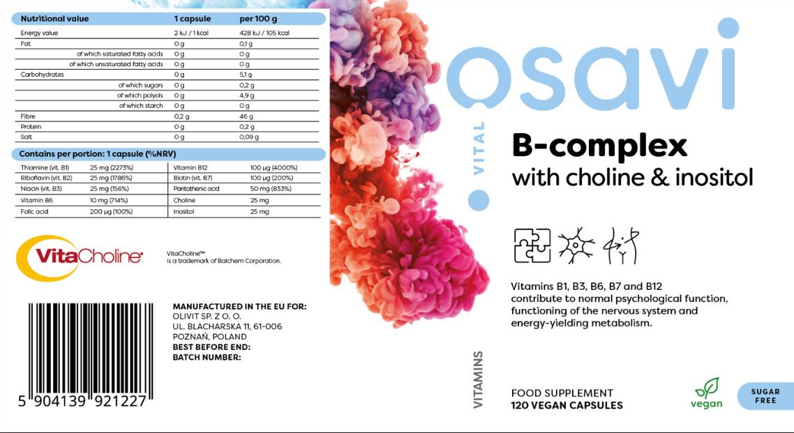 B-Complex with Choline & Inositol - 120 капсули  Osavi - Nutra Best Bulgaria