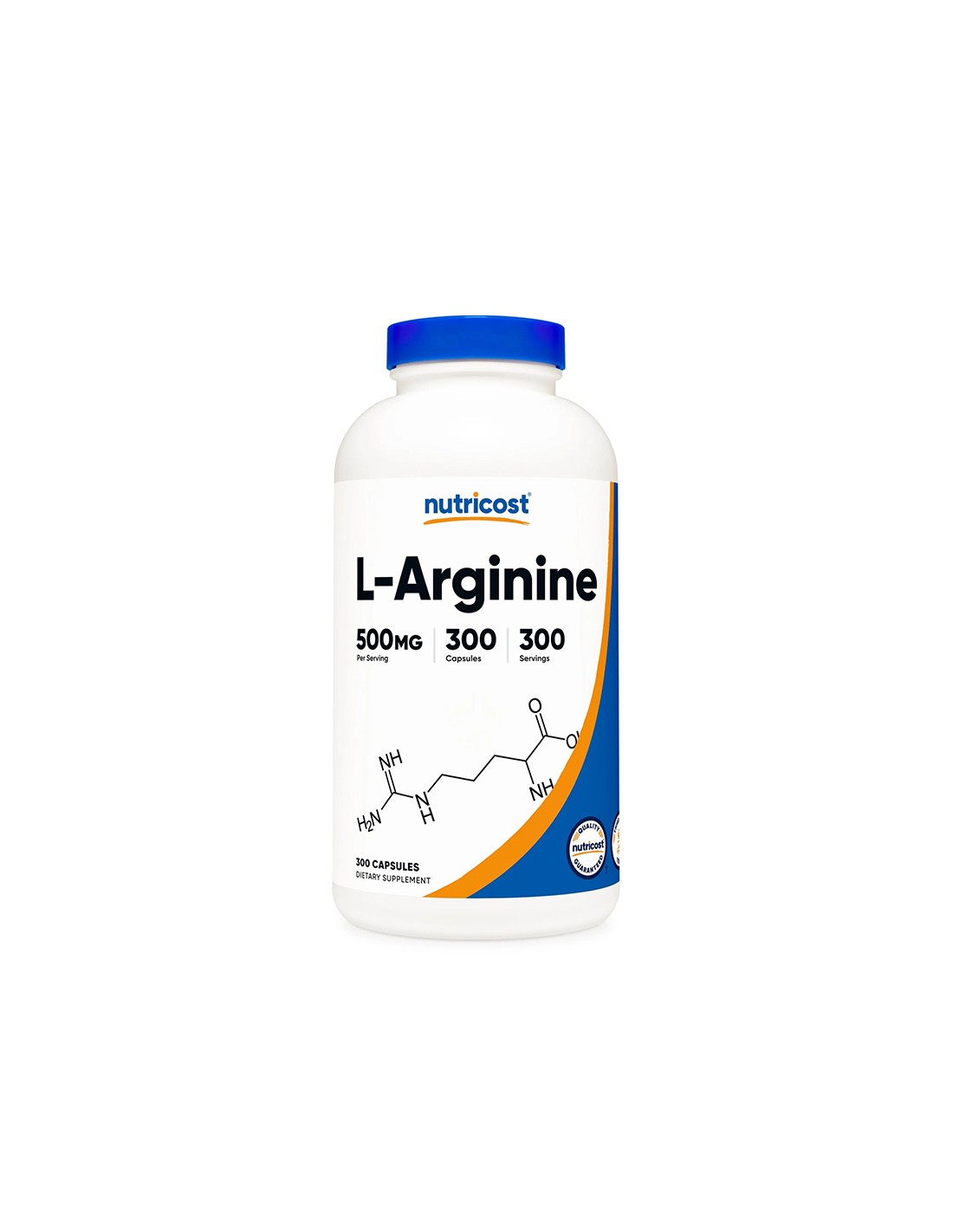 Енергия и мускулна маса - L-Аргинин, 500 mg х 300 капсули  Nutricost - Nutra Best Bulgaria