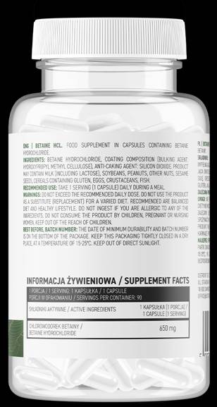 Betaine HCl 650 mg 90 капсули  OstroVit - Nutra Best Bulgaria