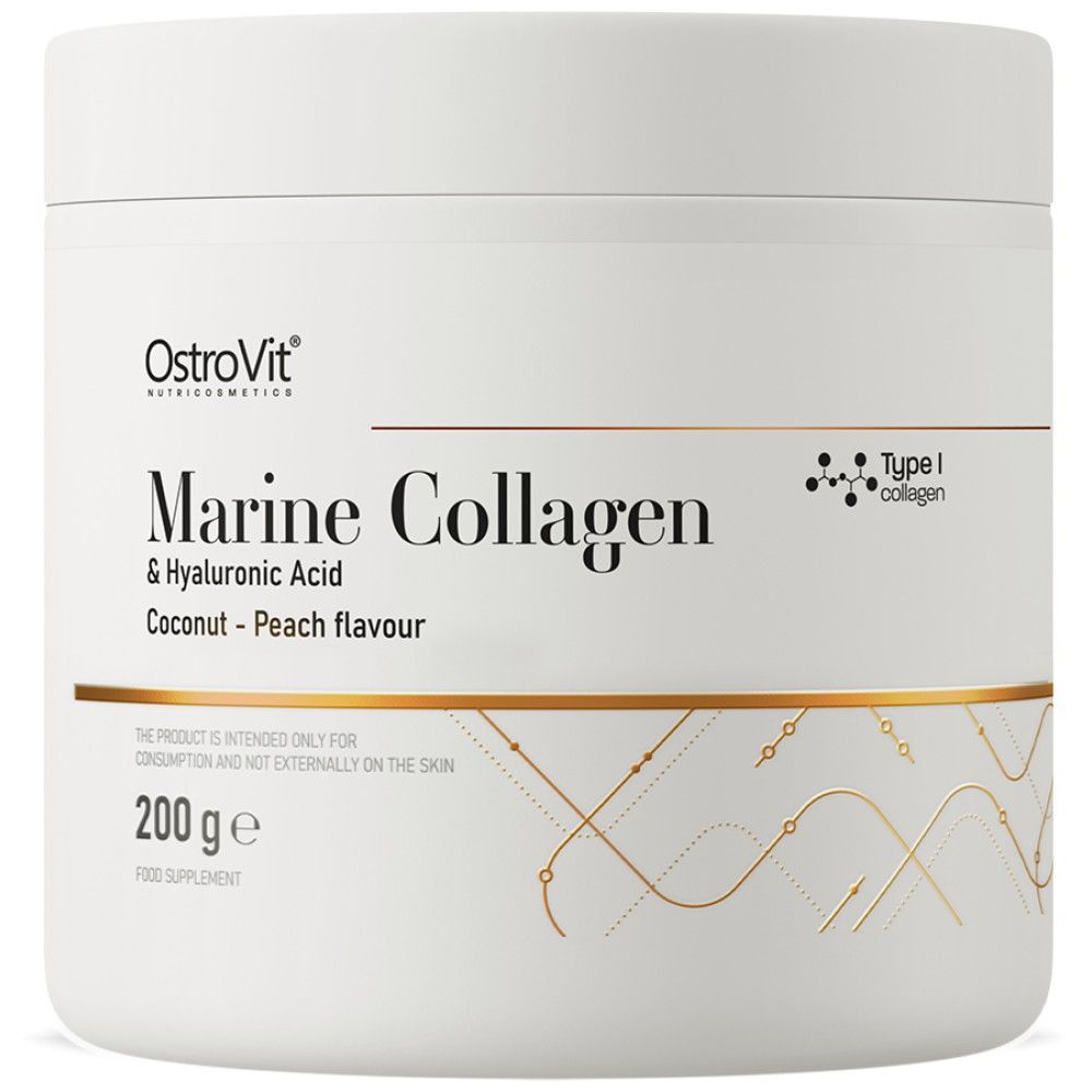 Marine Collagen & Hyaluronic Acid Powder | with Vitamin C - 200 грама  OstroVit - Nutra Best Bulgaria