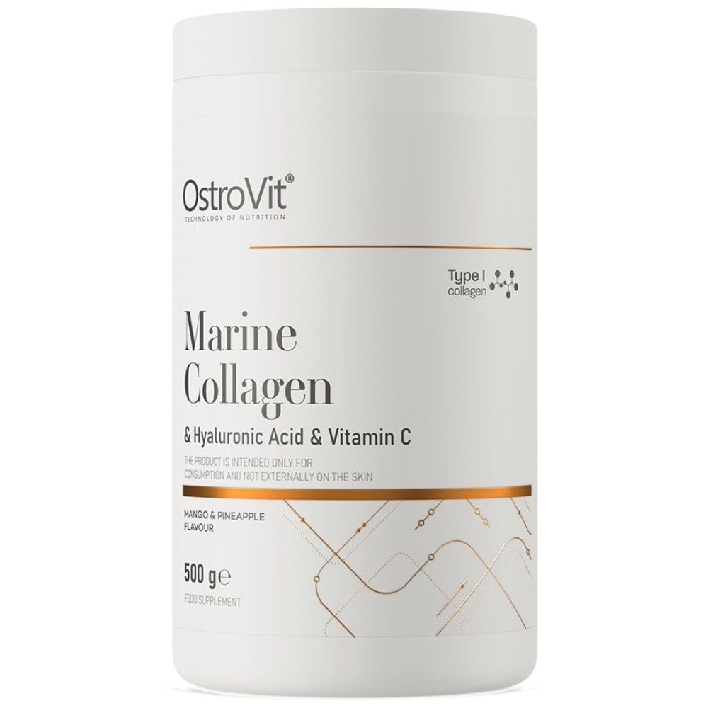 Marine Collagen & Hyaluronic Acid Powder | with Vitamin C - 500 грама  OstroVit - Nutra Best Bulgaria