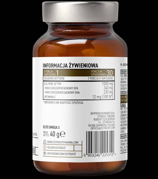 Elite Omega 3 1000 mg + Vitamin E 30 Гел капсули  OstroVit - Nutra Best Bulgaria