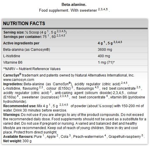 Beta-Alanine Powder - 300 грама  FA Nutrition - Nutra Best Bulgaria
