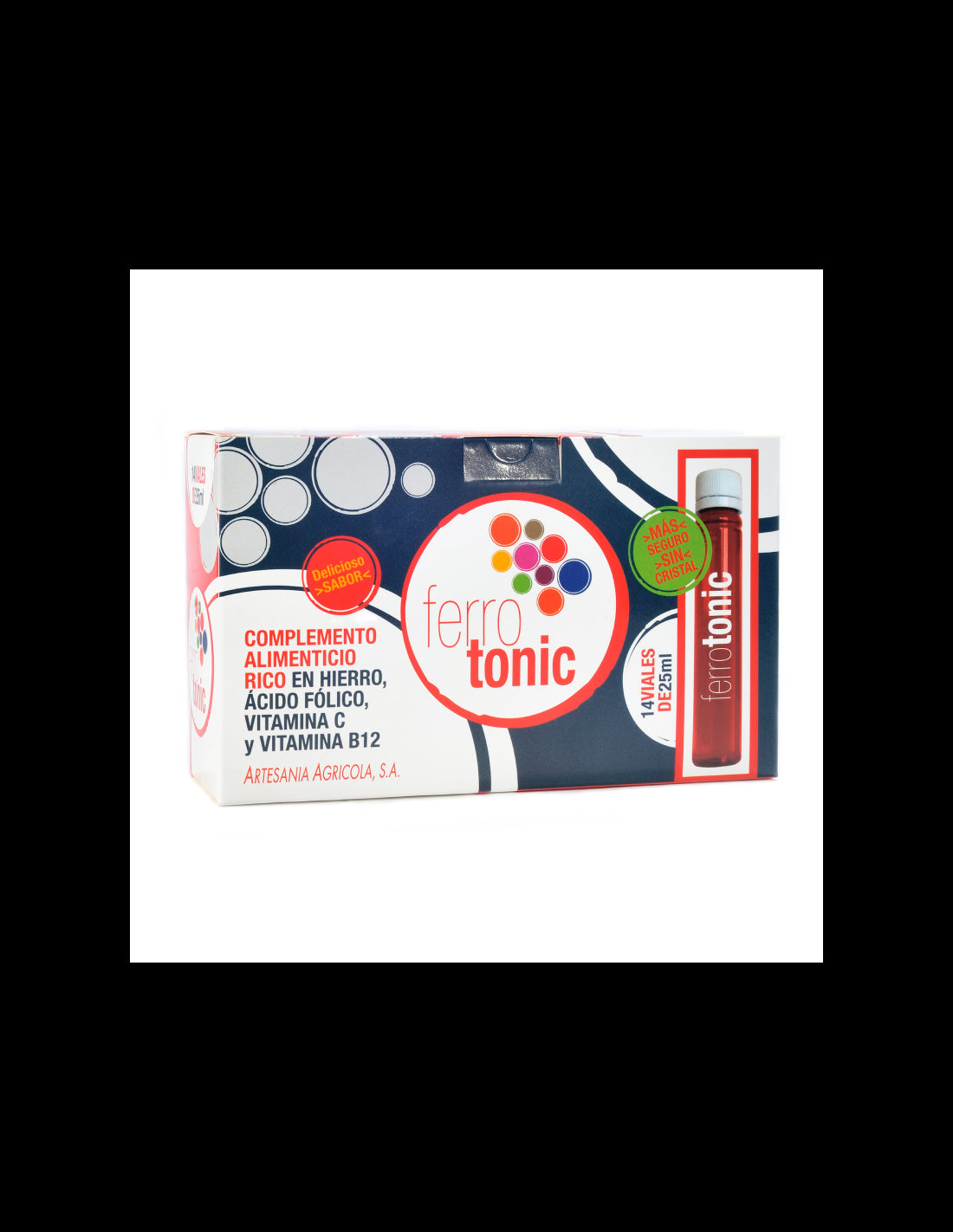 Желязо + фолиева киселина и витамини В12 & С - Ferro tonic – тоник за кръвта, защита от анемия и умора, 14 ампули x 25 ml  Artesania Agricola - Nutra Best Bulgaria
