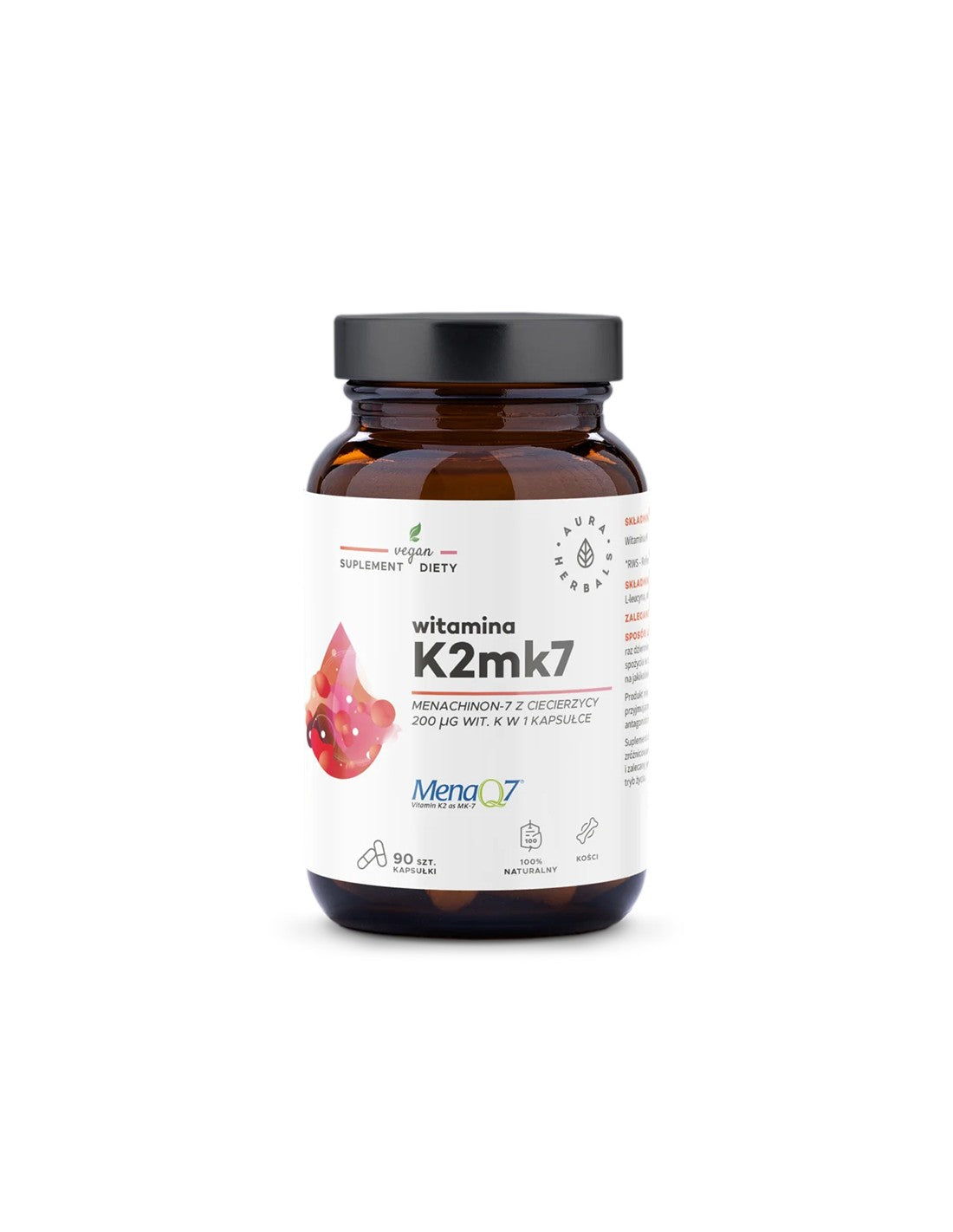 Грижа за костите и сърцето - Витамин К2 (МК-7), 200 µg x 90 капсули  Aura Herbals - Nutra Best Bulgaria