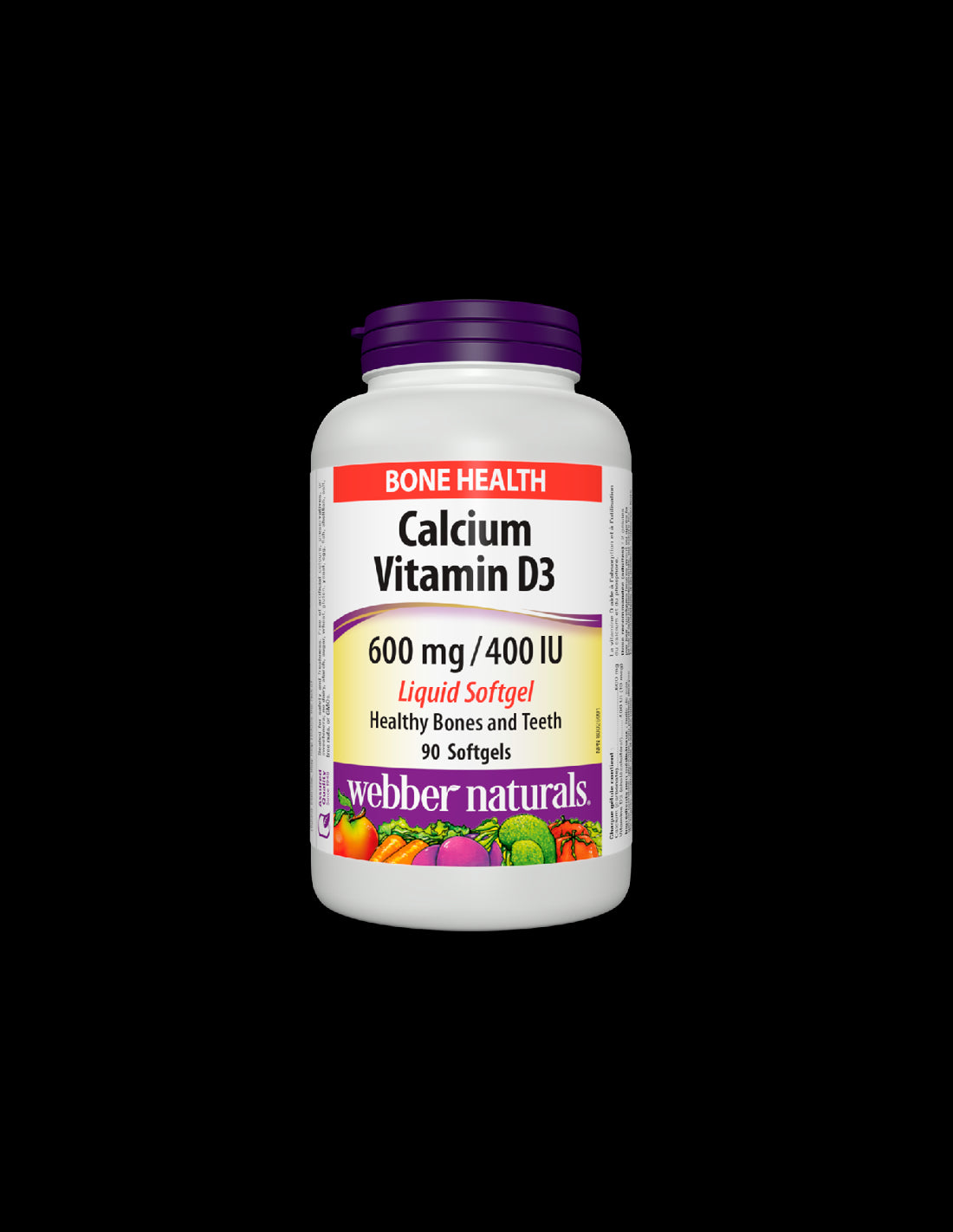 Калций 600 mg + Витамин D3 400 IU - Костна и мускулна система, 90 софтгел капсули с течност Webber Naturals  Webber Naturals - Nutra Best Bulgaria