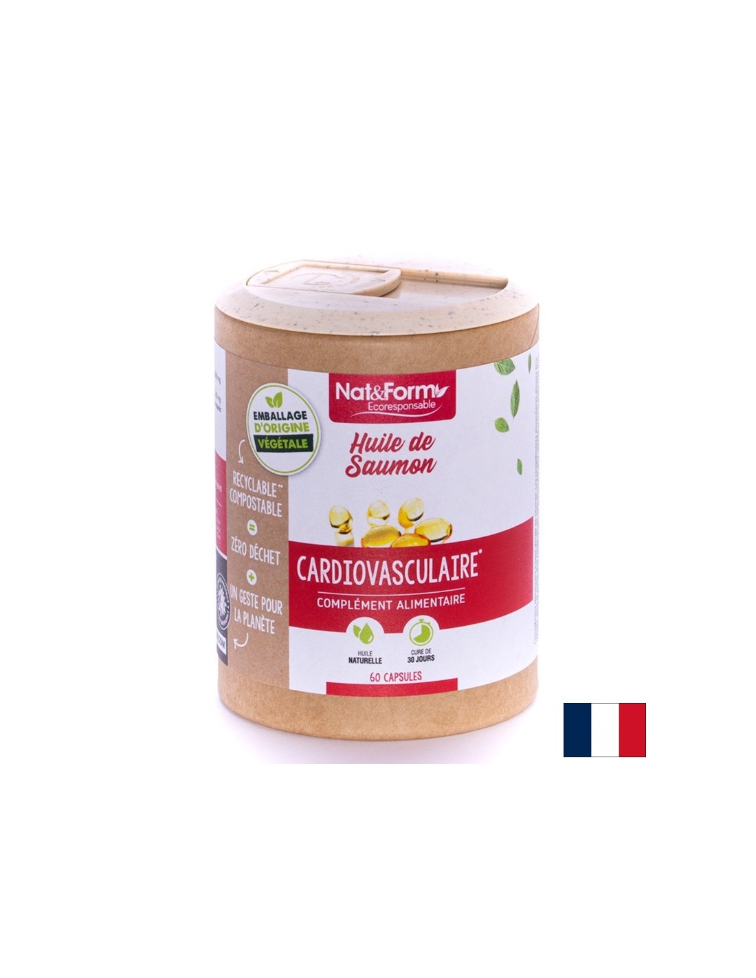 Когнитивна и сърдечна функция - Рибено масло от сьомга, 500 mg х 60 капсули  Nat&Form - Nutra Best Bulgaria