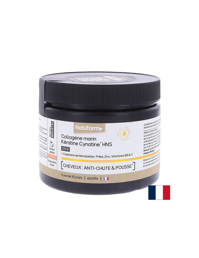 Коса и кожа - Хидролизиран морски колаген + кератин HNS, 120 g прах  Nat&Form - Nutra Best Bulgaria