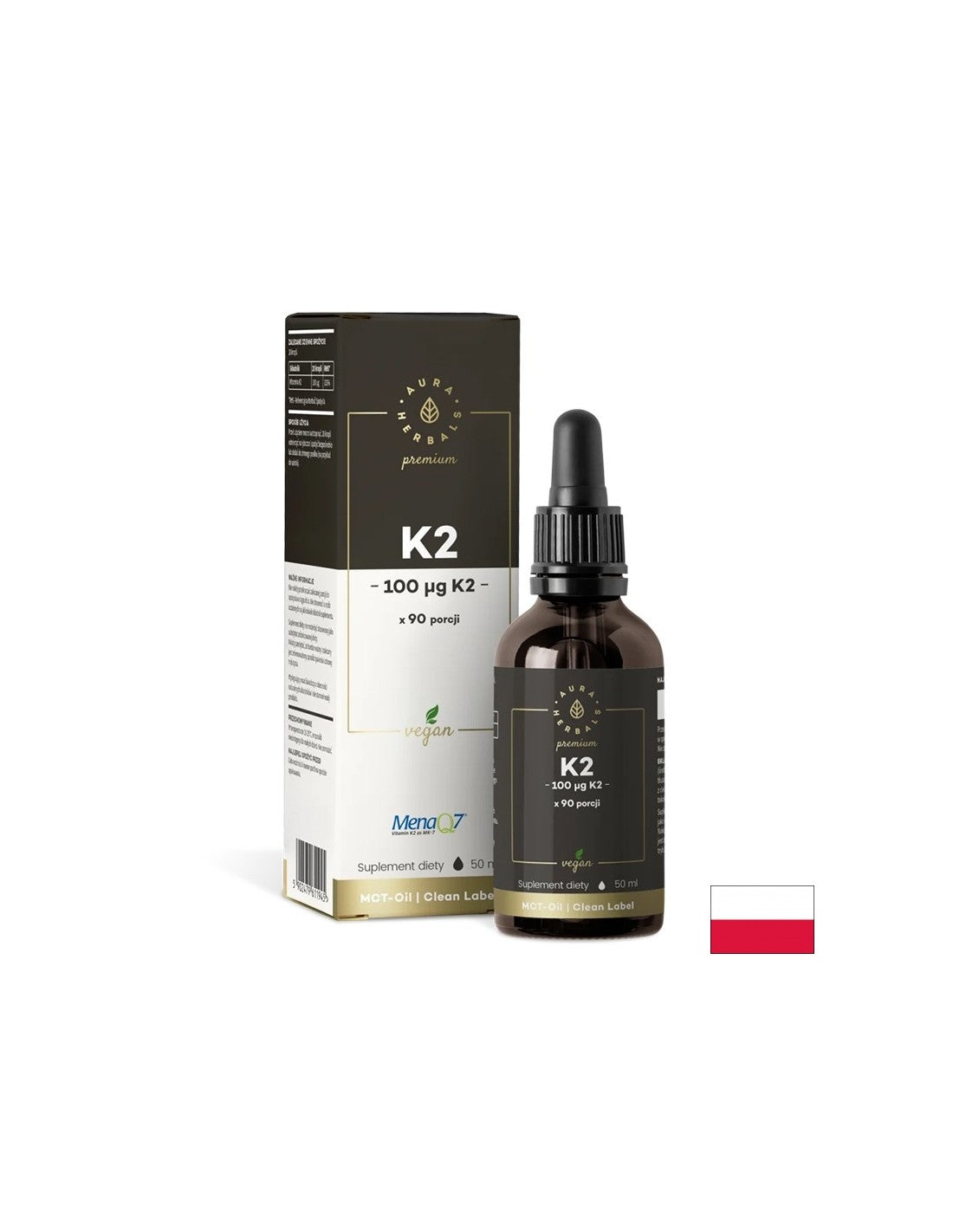 Кости и стави - Витамин K2 (веган формула), 50 ml капки  Aura Herbals - Nutra Best Bulgaria