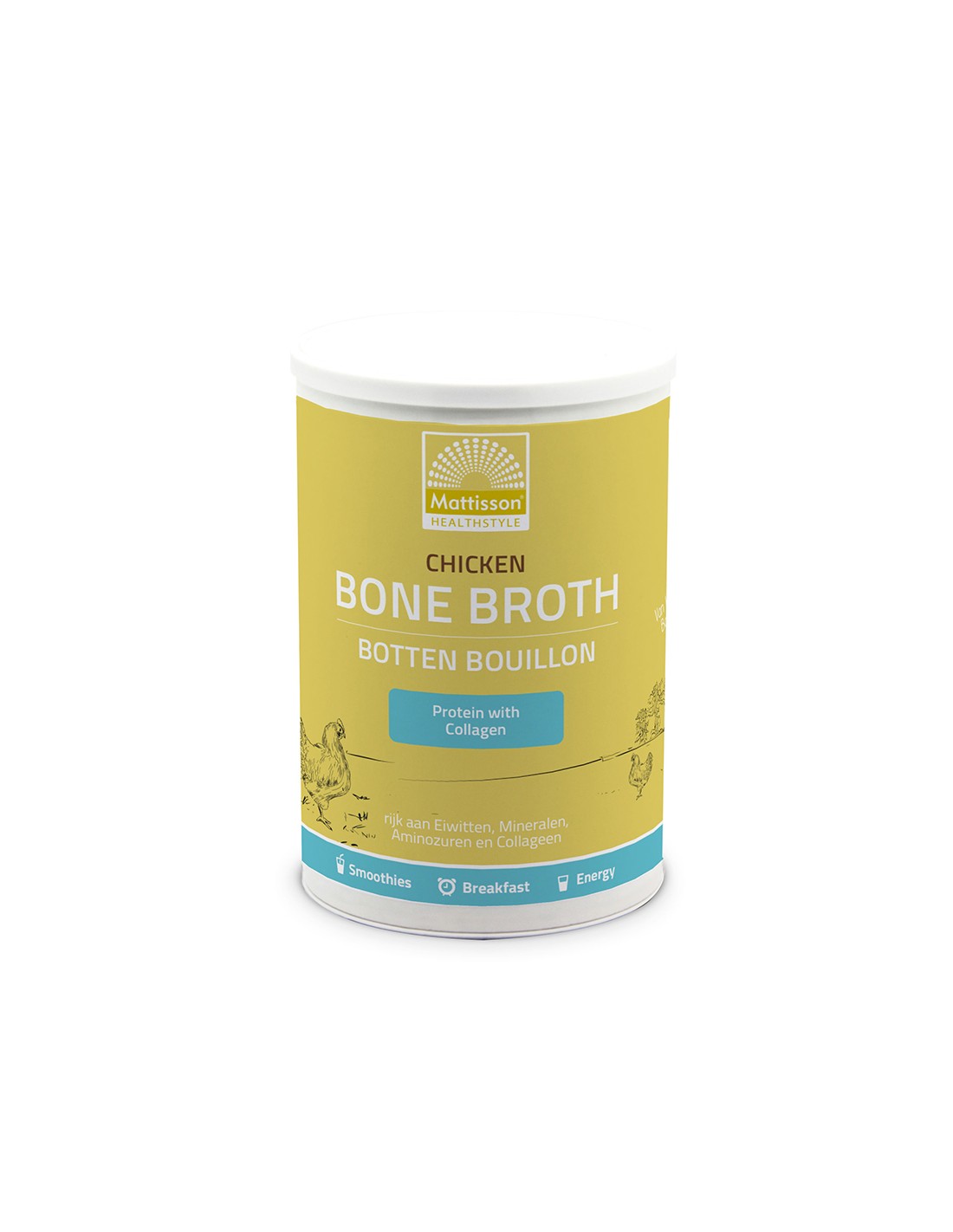 Красива кожа и здрави стави - Пилешки костен бульон, 400 g прах  Mattisson Healthstyle - Nutra Best Bulgaria