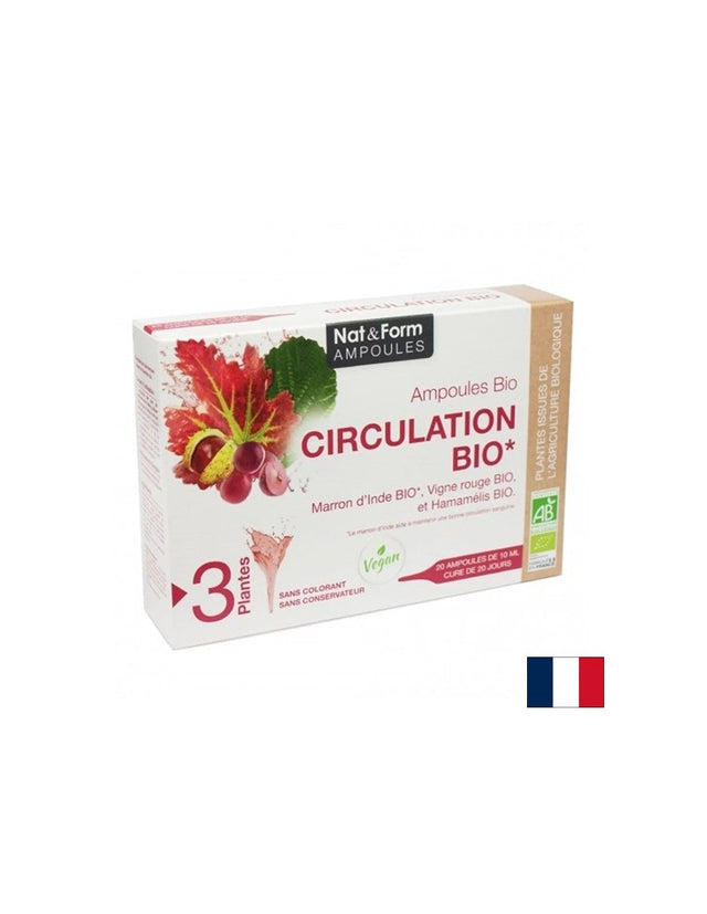 Кръвоносна система - Ampoile Circulation BIO, 20 ампули за пиене  Nat&Form - Nutra Best Bulgaria