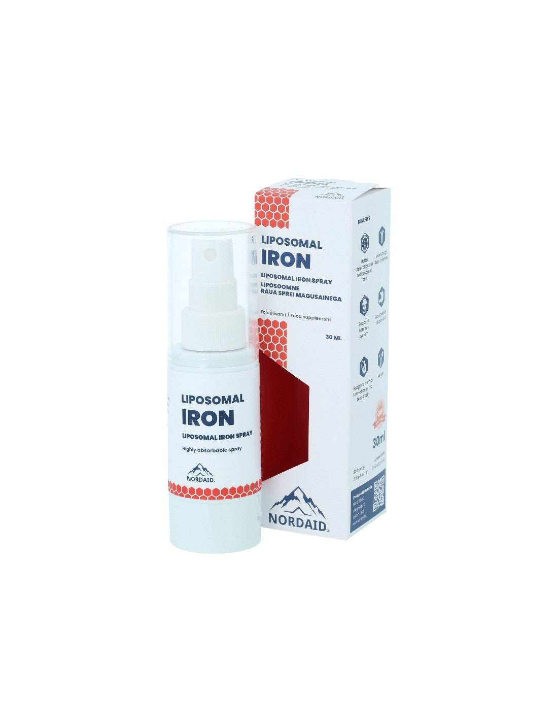 Липозомно желязо с висока абсорбция - Анемия и умора, Спрей за уста, 30 ml, 200 впръсквания  Nordaid - Nutra Best Bulgaria