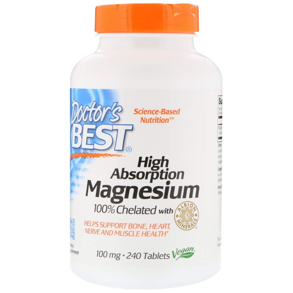 BEST High Absorption 100% Chelated Magnesium - 240 Таблетки  Doctor’s Best - Nutra Best Bulgaria