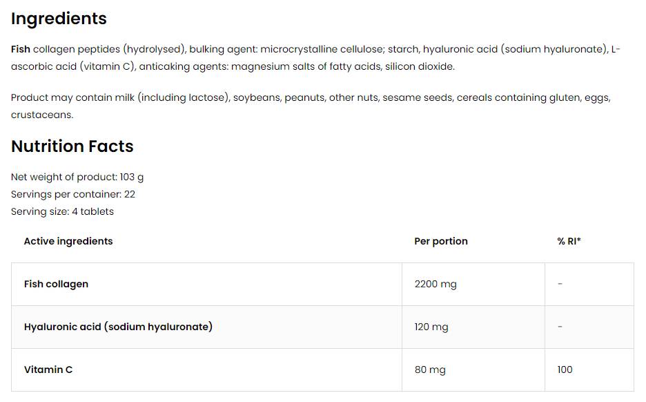 Marine Collagen / + Hyaluronic Acid and Vitamin C - 90 Таблетки  OstroVit - Nutra Best Bulgaria