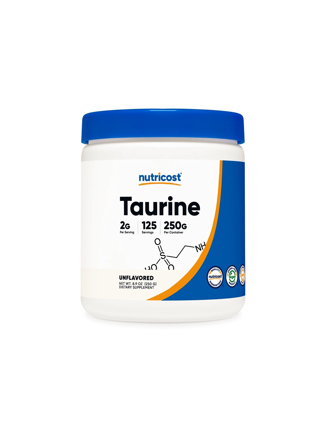 Мускулна функция и издръжливост - Таурин, 250 g, прах  Nutricost - Nutra Best Bulgaria