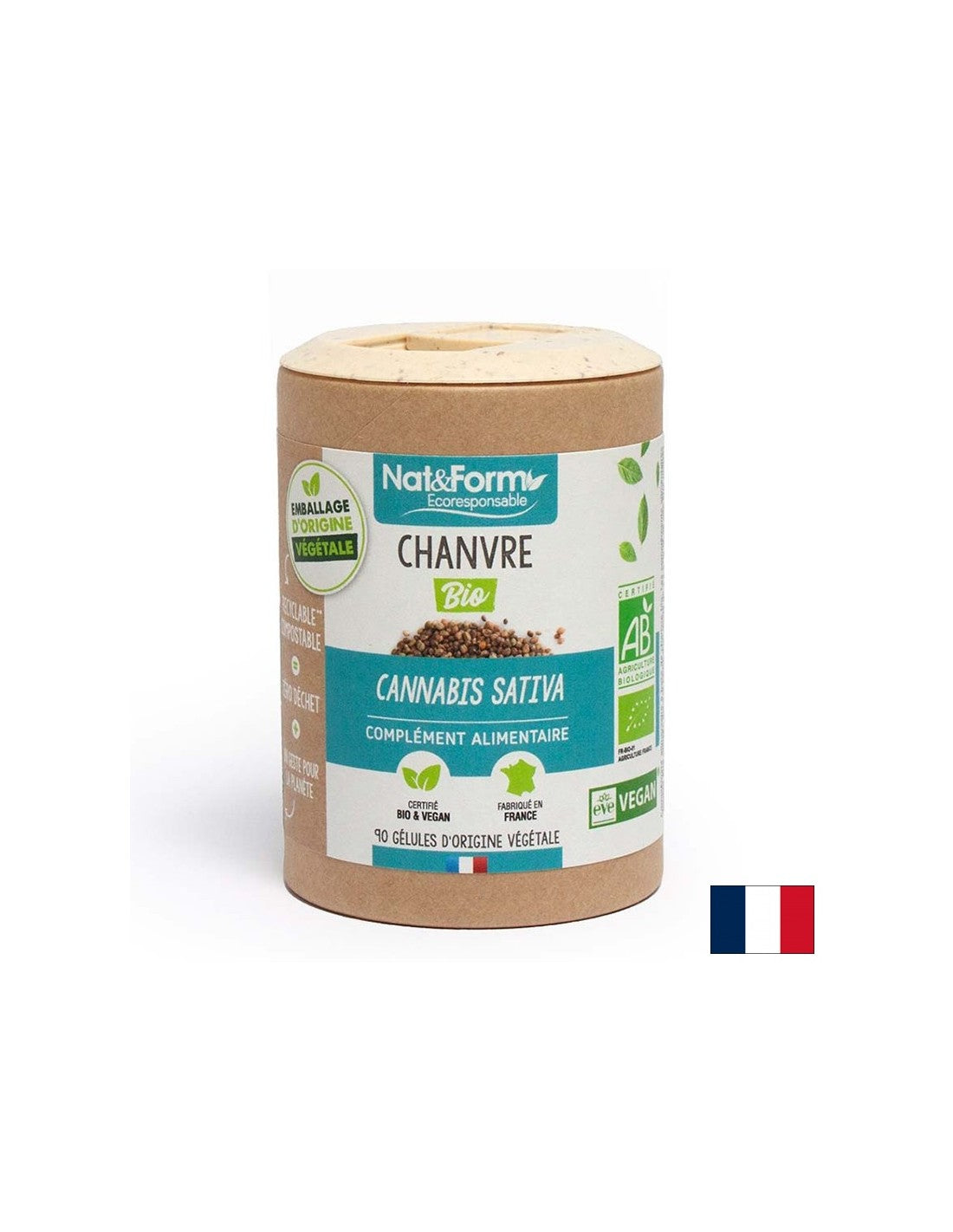 Нервна и мозъчна функция - Екстракт от конопени семена Био, 90 капсули  Nat&Form - Nutra Best Bulgaria