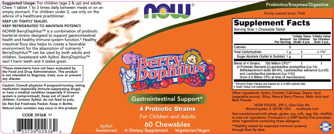 BerryDophilus - 60 Дъвчащи таблетки  NOW Foods - Nutra Best Bulgaria