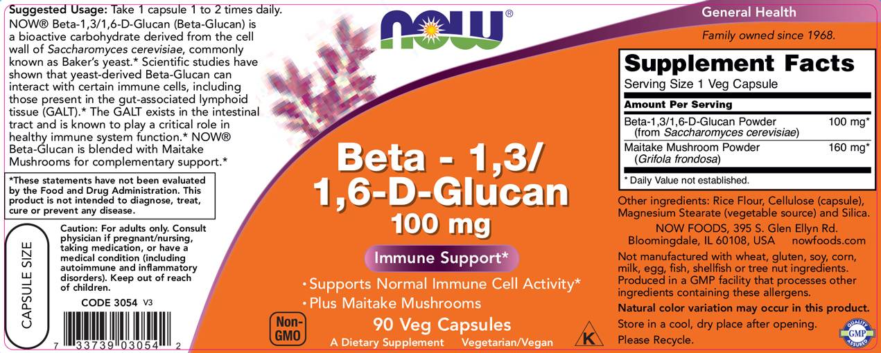 Beta 1,3/1,6 - D - Glucan - 100 mg - 90 капсули  NOW Foods - Nutra Best Bulgaria