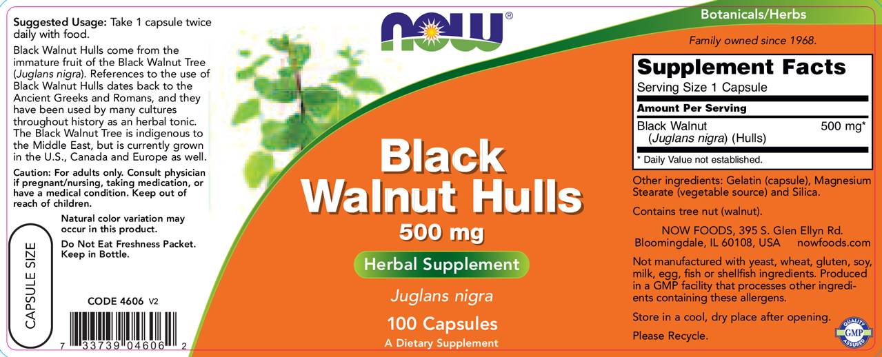 Black Wallnut Hulls 500 mg - 100 капсули  NOW Foods - Nutra Best Bulgaria