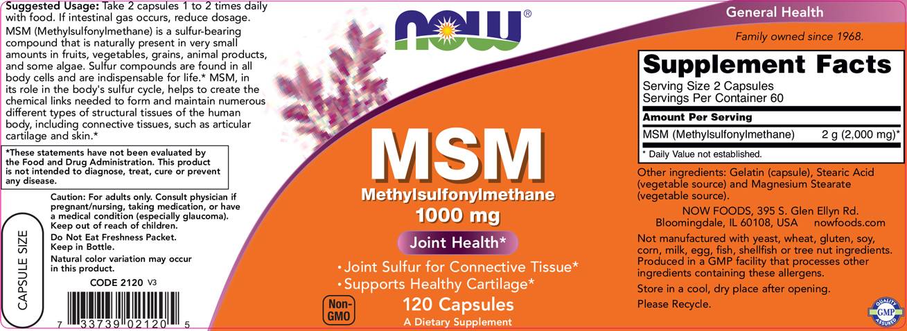 MSM 1000 mg - 240 капсули  NOW Foods - Nutra Best Bulgaria