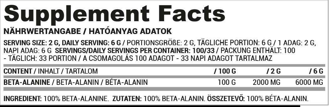 Beta Alanine Powder | 100% Pure - 200 грама  Nutriversum - Nutra Best Bulgaria