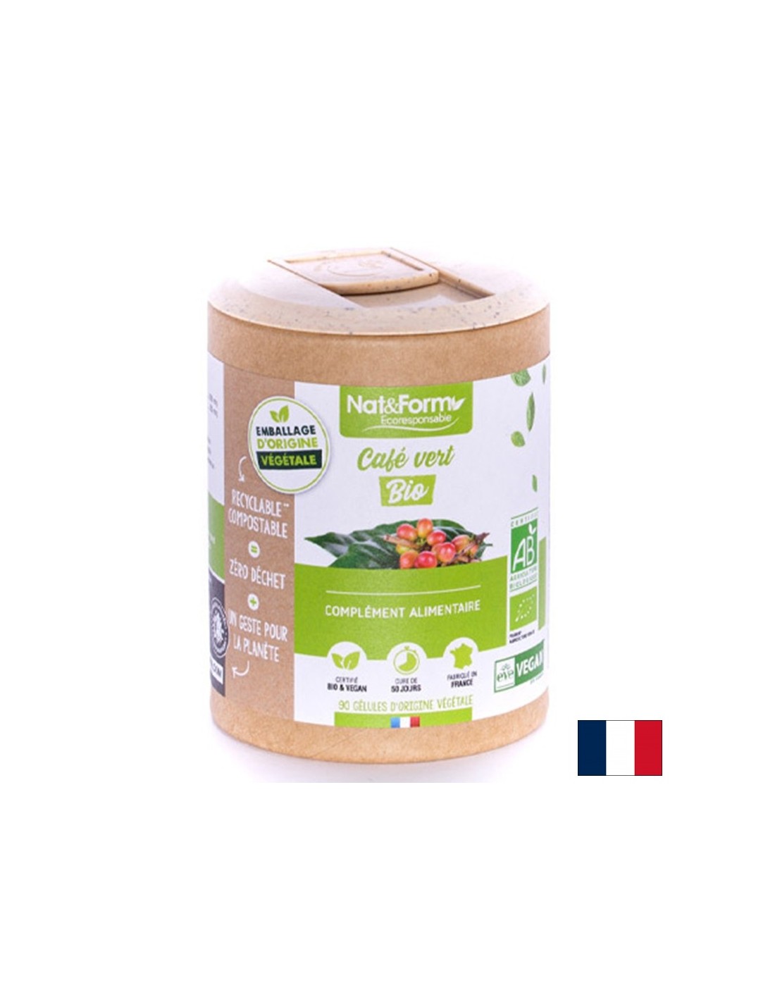 Поддържане на теглото - Зелено кафе Био, 90 капсули  Nat&Form - Nutra Best Bulgaria