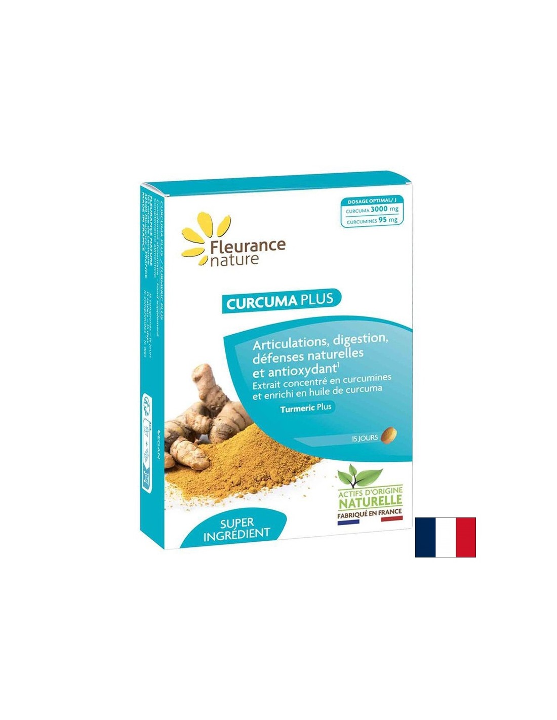 При възпаление и болка - Куркума - Curcuma Plus, 100 mg x 15 таблетки  Fleurance Nature - Nutra Best Bulgaria