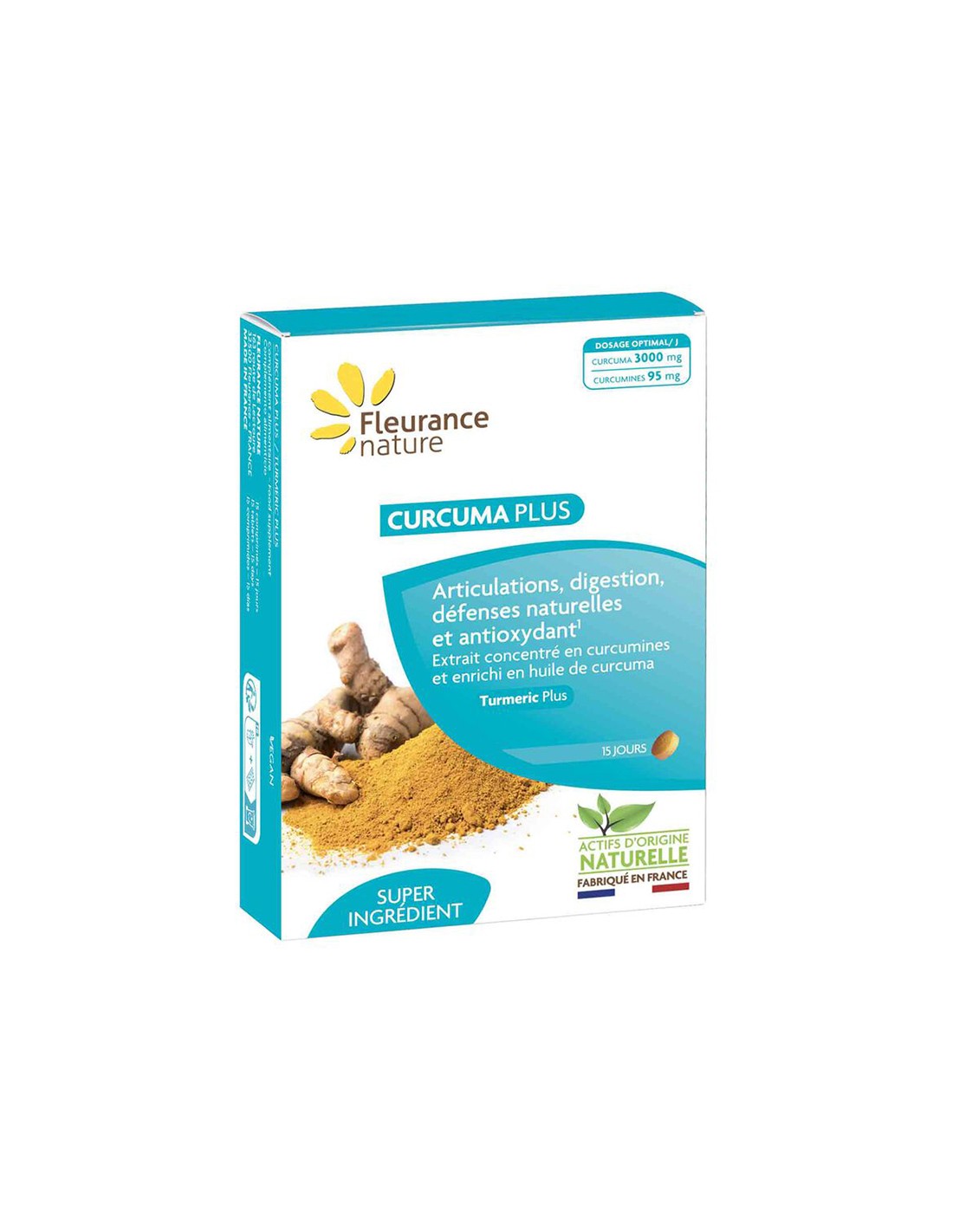 При възпаление и болка - Куркума - Curcuma Plus, 100 mg x 15 таблетки  Fleurance Nature - Nutra Best Bulgaria