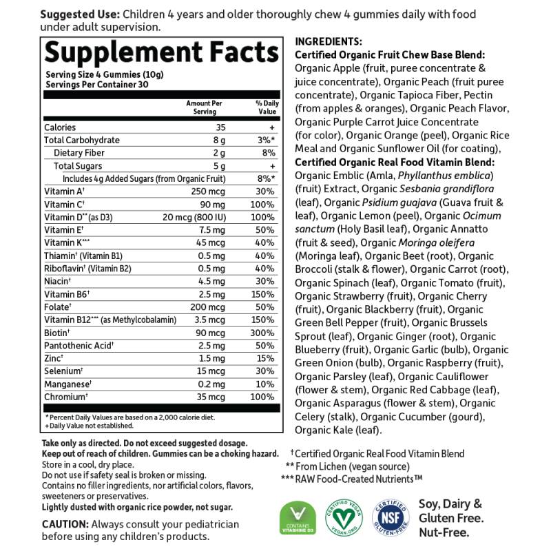 MyKind / Organic Kids Multi / Gummies - 120 желирани бонбони  Garden Of Life - Nutra Best Bulgaria