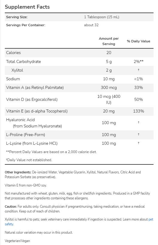 Liquid Hyaluronic Acid - 473 мл  NOW Foods - Nutra Best Bulgaria
