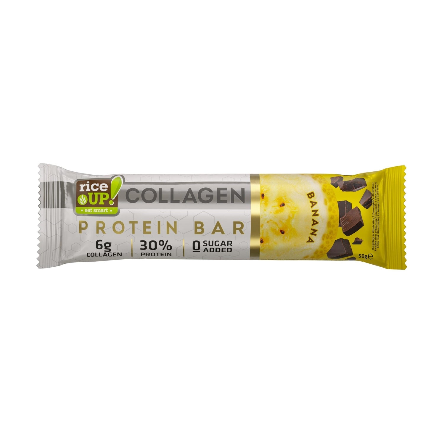 Protein Bar with 6g Collagen & No Added Sugar - 50g  RiceUP! - Nutra Best Bulgaria