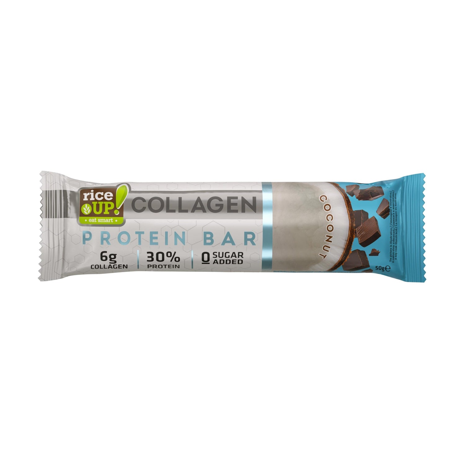 Protein Bar with 6g Collagen & No Added Sugar - 50g  RiceUP! - Nutra Best Bulgaria